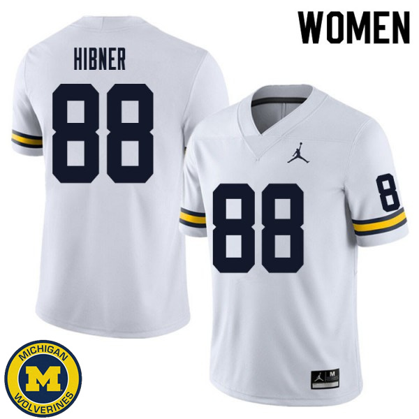 Women's University of Michigan #88 Matthew Hibner White College Game Jersey